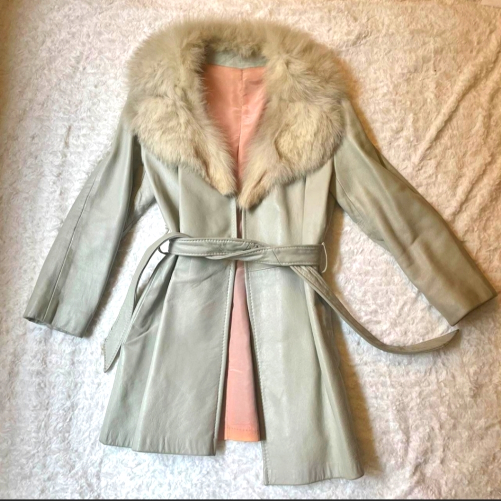 Vintage 70s Penny Lane Leather And Fur Coat - Picture 1 of 6
